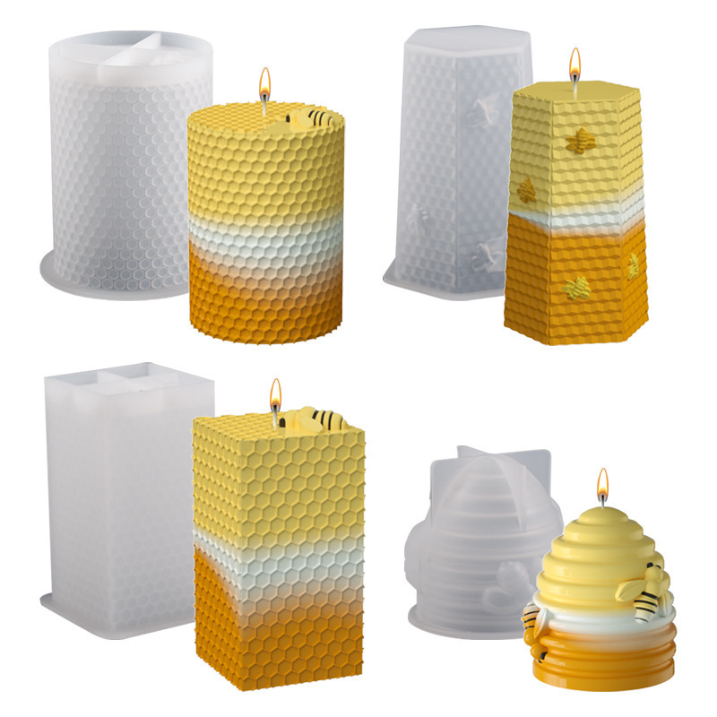 diy Crystal drop glue round square 3D three-dimensional honeycomb honeycomb pattern candle silicone mold