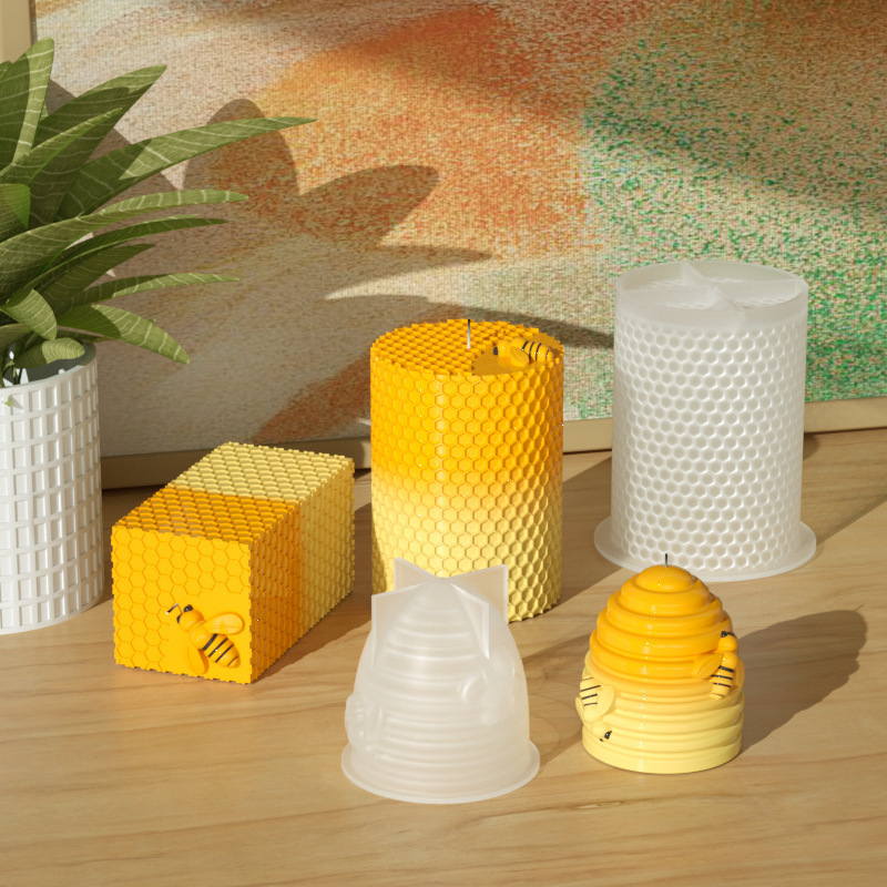 diy Crystal drop glue round square 3D three-dimensional honeycomb honeycomb pattern candle silicone mold