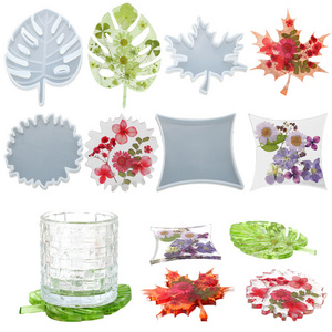 diy Crystal Dripping glue Silicone Mold Coaster Mold Leaves Maple Leaf diamond making mirror