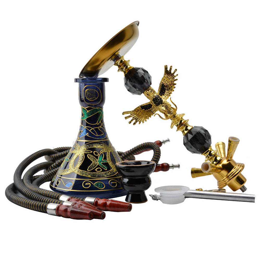 Double pipe Arabian Water Bottle full set Eagle Spread wings medium size four glass pipe Bar Hookah