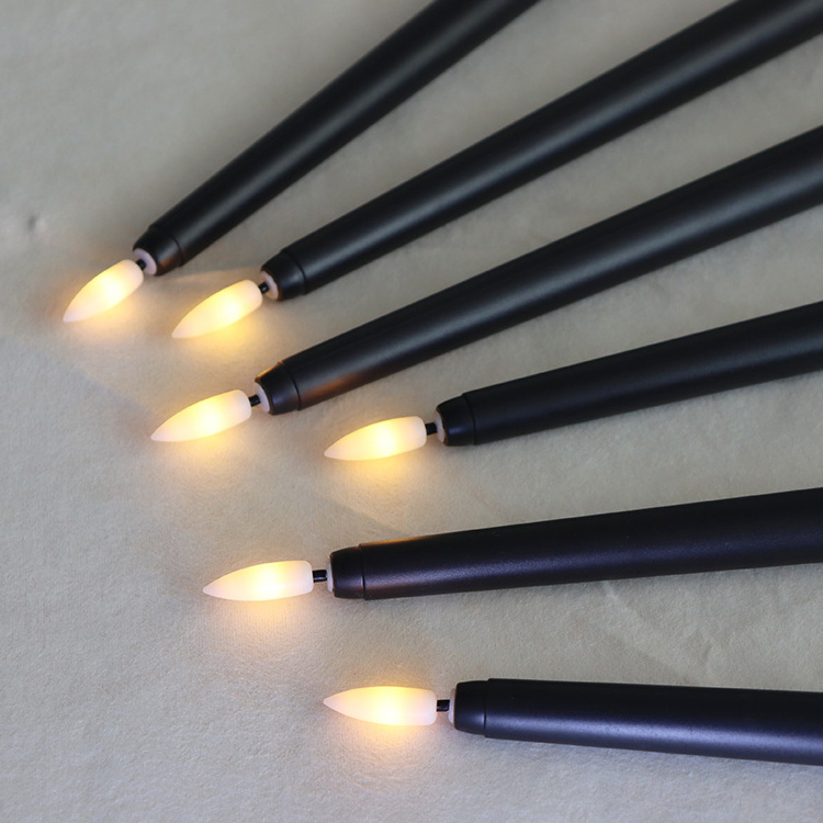 Holiday Lighting Long Plastic Realistic Bright Battery Black Flameless Led Taper Candles