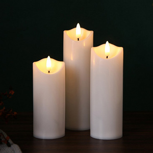 Wedding Decor Realistic Bright Christmas Flameless Led Tea Light Pillar Candles With Batteries