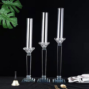 Wedding Christmas Decoration Crystal Glass Tube Candle Holder For Home Decor