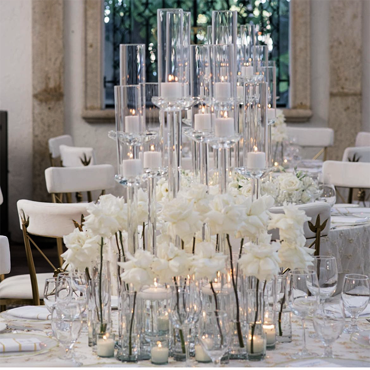 Wedding Decoration Crystal Clear Candle Holder With Cover For Table Centerpiece