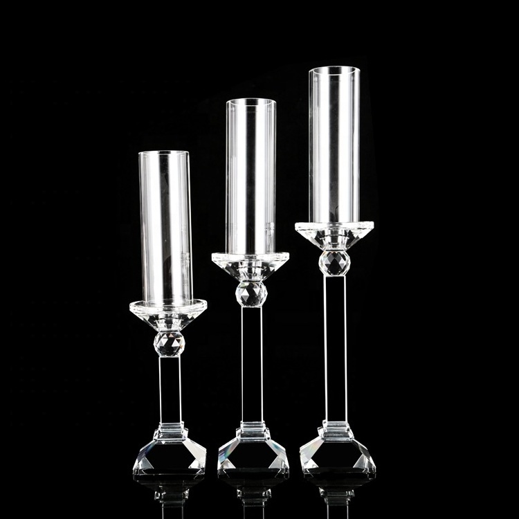 Cheap Tealight Crystal Cylinder Candle Holder For Centre Table Decoration