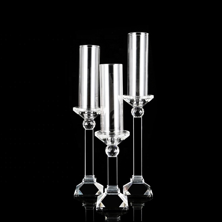 Cheap Tealight Crystal Cylinder Candle Holder For Centre Table Decoration