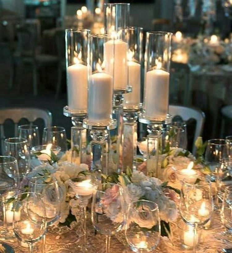 Cheap Tealight Crystal Cylinder Candle Holder For Centre Table Decoration