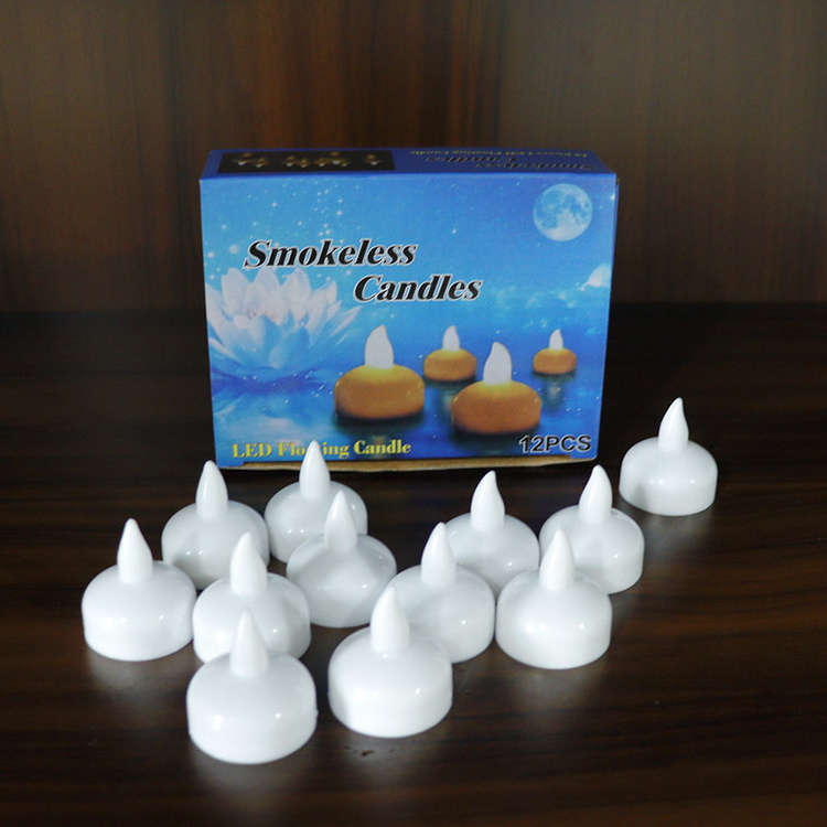 Wholesale Set Of 12 White Novelty Led Waterproof Flickerig Flameless Floating Candle