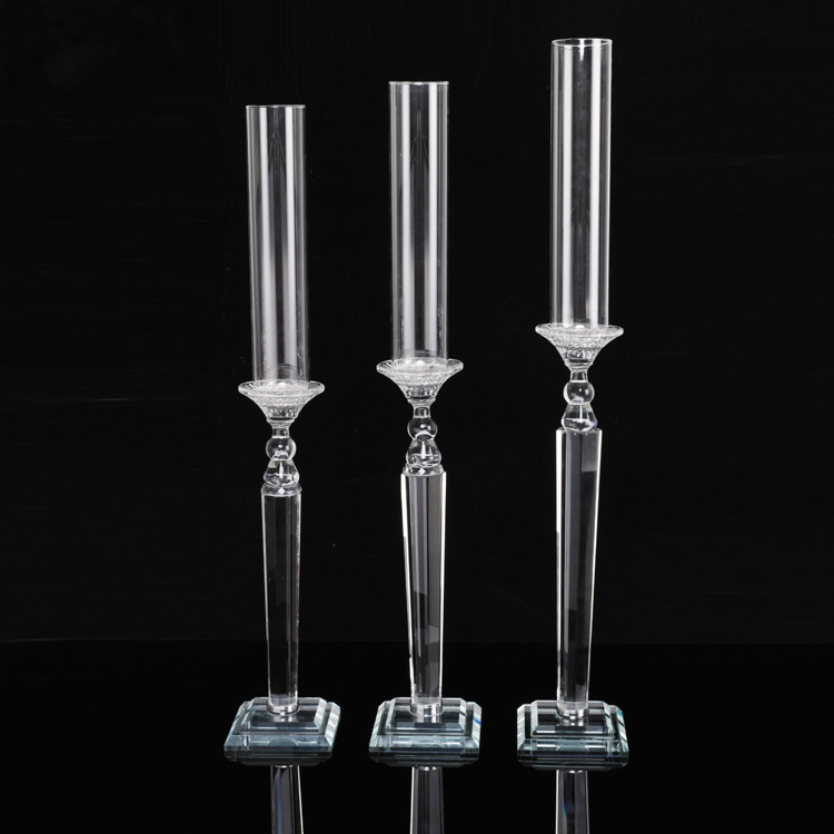 Wedding Christmas Decoration Crystal Glass Tube Candle Holder For Home Decor