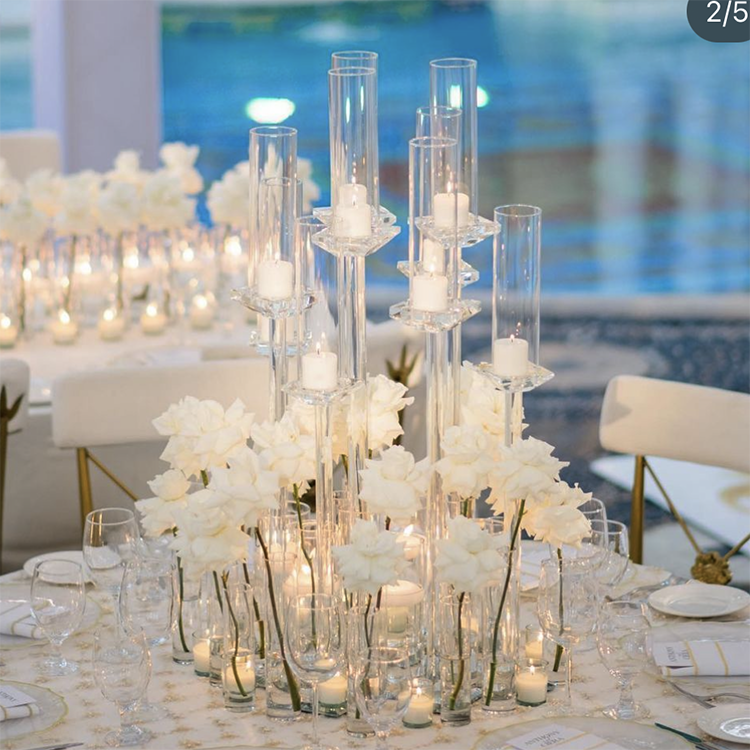 Wedding Decoration Crystal Clear Candle Holder With Cover For Table Centerpiece