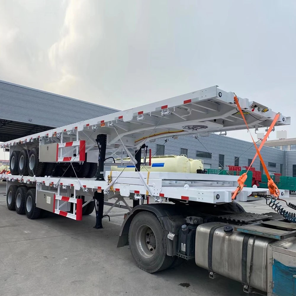 Flatbed Trailers 3 Axle 4 Axle 40T 60T Flat Bed Container Semi Trailer  For Container Shipping In Africa