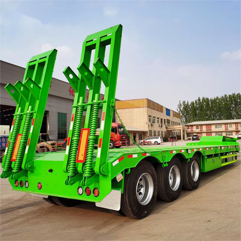 3 4 Axle Low Bed Semi 40Ft Container Transport Heavy Duty Equipment Extendable Lowboy Low Loader Trailer