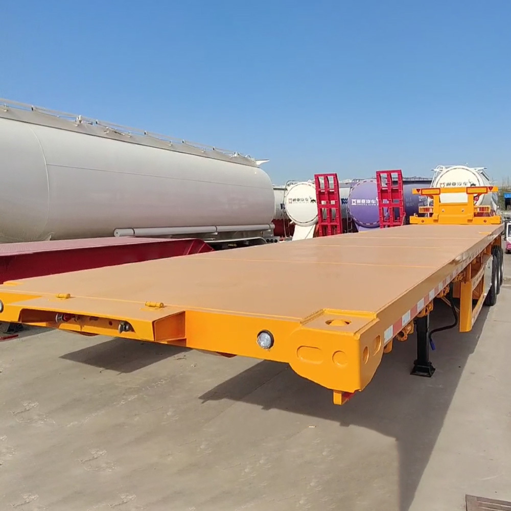 Factory Price 40ft 3Axles 30ton 40ton 60T Steel Flat Bed Semi-Trailer 12 Locks Shipping Containers Africa Tractor Truck Trailers