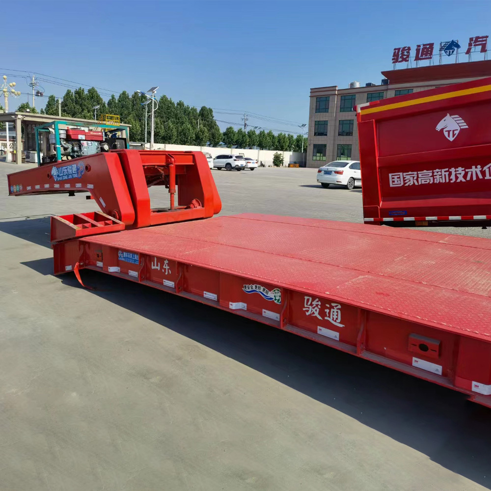 Best Seller 60tons 70tons  3 Axles Gooseneck Lowbed Low bed lowboy low boy Cargo Semi Truck Trailer For Sale