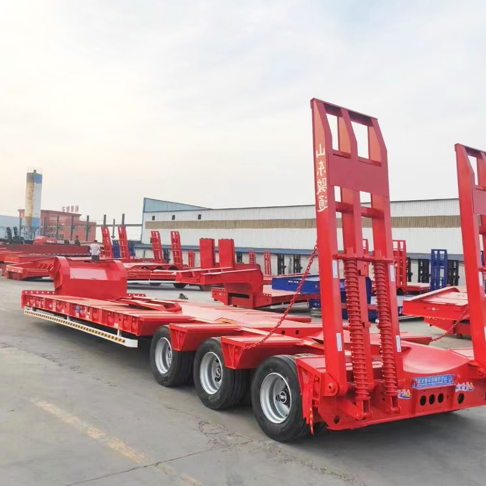 Best Seller 60tons 70tons  3 Axles Gooseneck Lowbed Low bed lowboy low boy Cargo Semi Truck Trailer For Sale