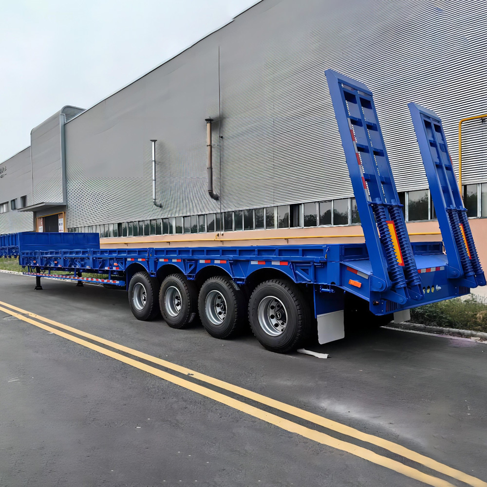 High Quality 4 Axles Low Bed Semi-Trailers for Shipping Containers or Heavy Equipment Steel Material Truck Trailer for Sale