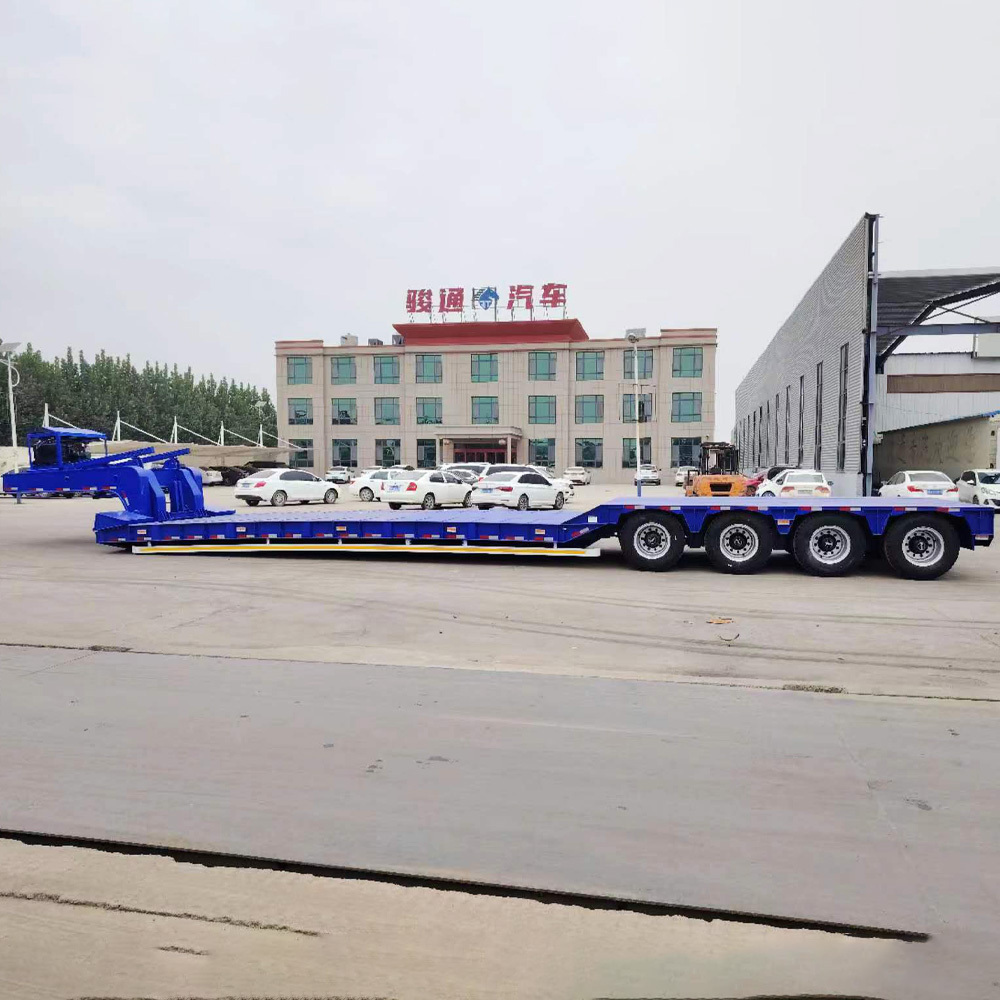 High Quality 4 Axles Low Bed Semi-Trailers for Shipping Containers or Heavy Equipment Steel Material Truck Trailer for Sale