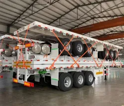 Tri-Axle 50 Tons flat deck trailer 20ft 40ft 45ft 53 foot container Chassis flatbed semi trailer For Sale