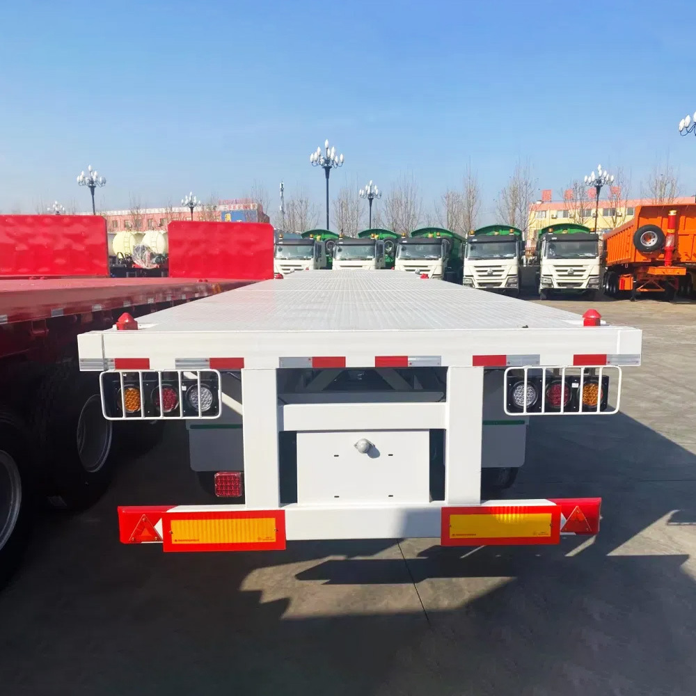 Factory Price 40ft 3Axles 30ton 40ton 60T Steel Flat Bed Semi-Trailer with 12 Locks Shipping Containers Africa Tractor Trucks