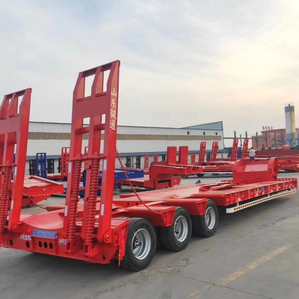 Hot Sale Detachable Gooseneck 3-Axle And 4-Axle 50-100ton Lowbed Lowboy Low Loader Semi Trailer For Sale