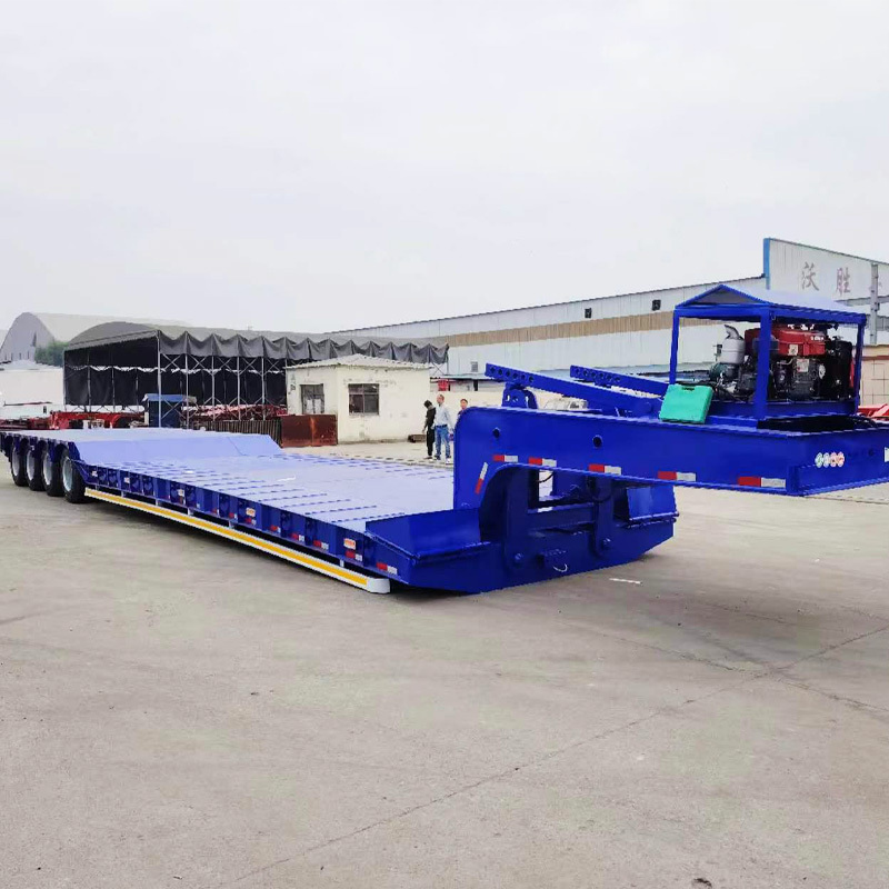 High Quality 4 Axles Low Bed Semi-Trailers for Shipping Containers or Heavy Equipment Steel Material Truck Trailer for Sale