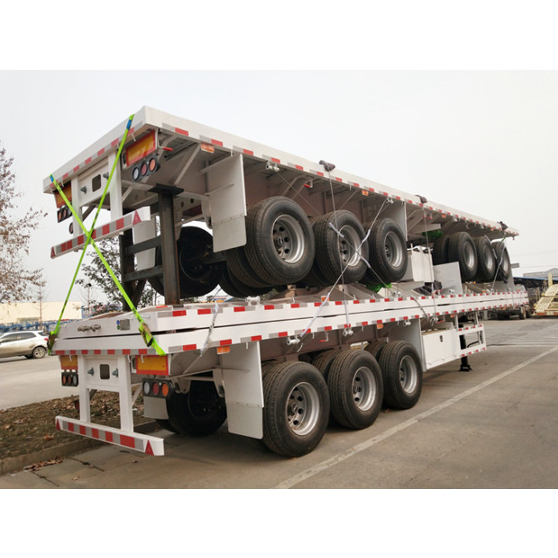 Tri-Axle 50 Tons flat deck trailer 20ft 40ft 45ft 53 foot container Chassis flatbed semi trailer For Sale