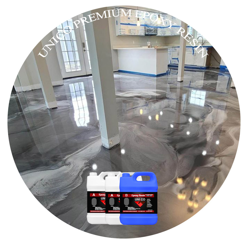 UNICO crystal clear epoxy resin AB glue for floor coating 3D epoxy resin floor