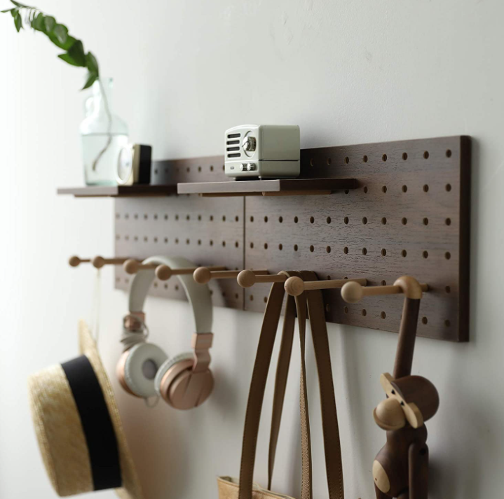 wall pegboard hanging modern home decor shelf custom adjustable wooden pegboard accessories