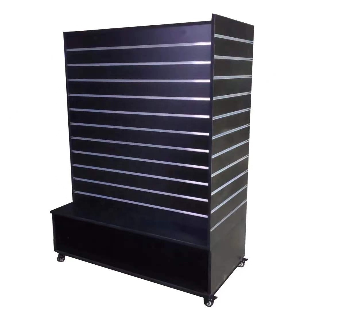 Mdf slatwall gondola display aluminum slat wall shelves