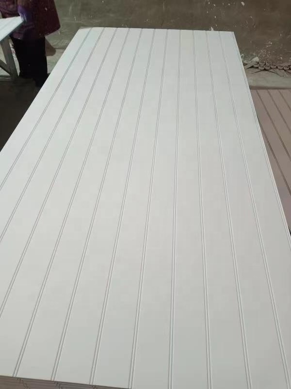 9mm W V  white   MDF beadboard True Bead  Decoration Wainscot Panel Fluted wall panel with plastic insert