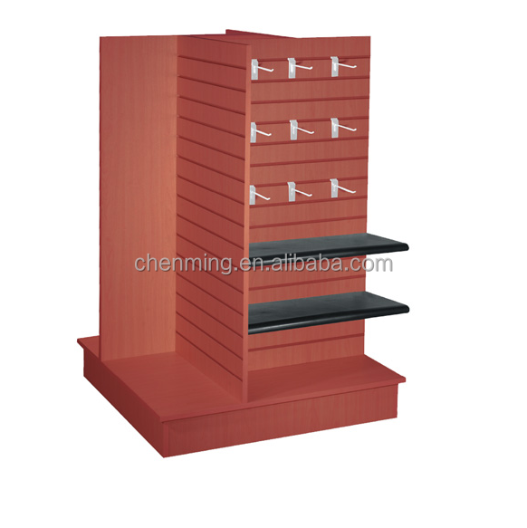 Mdf slatwall gondola display aluminum slat wall shelves