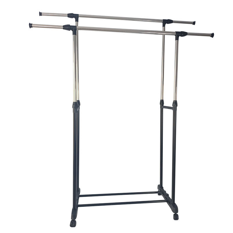 Detachable Pole Adjustable Clothes Hanger Stand Indoor Floor Clothes Drying Rack Standing Laundry Hanger