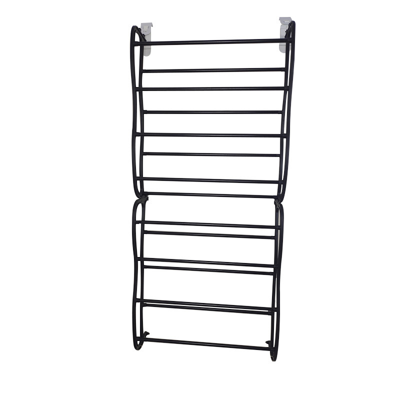 Fashionable and simple multi-layer household black wall mounted assembled shoes stainless steel shoe rack