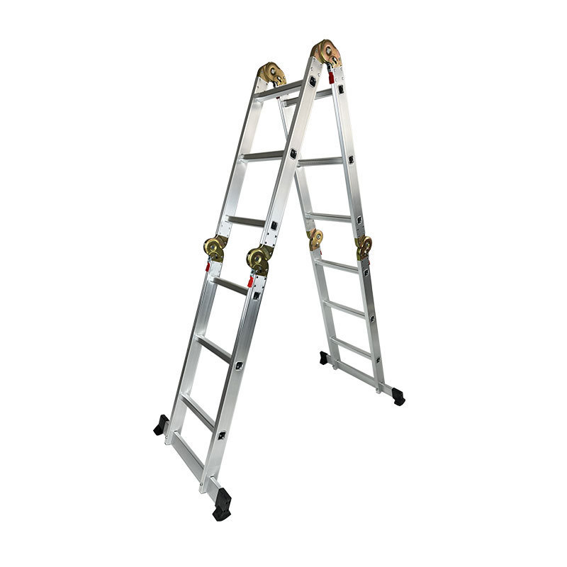 En 131 Aluminum Home 3 Steps Folding Ladder multifunction Platform 4*5 Steps Compact Ladder Environmental Combination Ladder