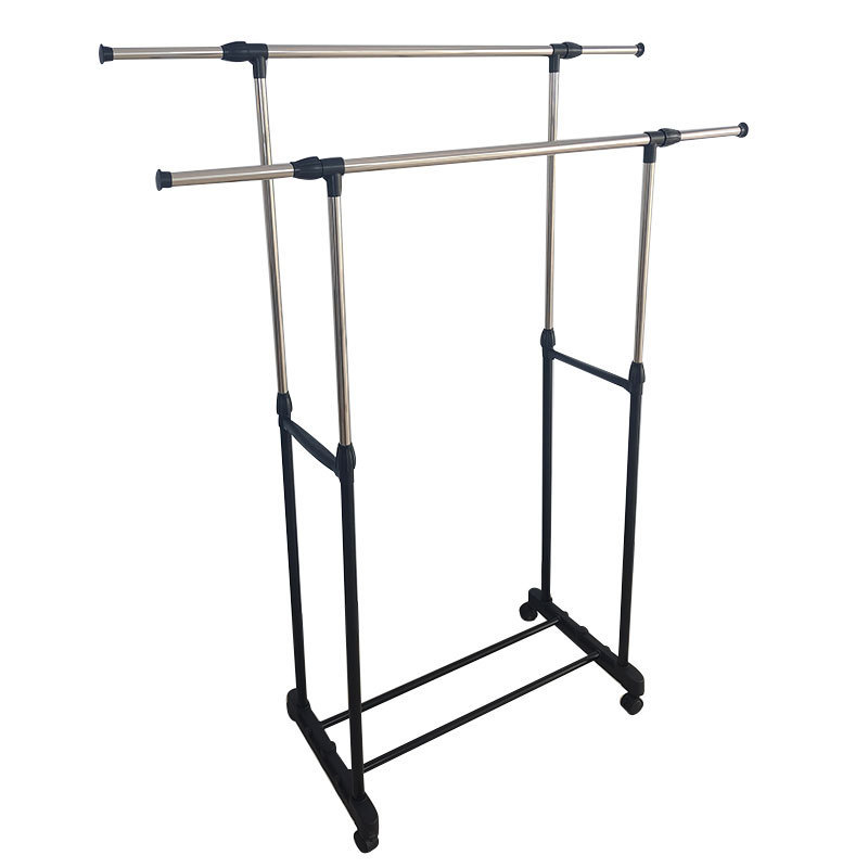 Detachable Pole Adjustable Clothes Hanger Stand Indoor Floor Clothes Drying Rack Standing Laundry Hanger