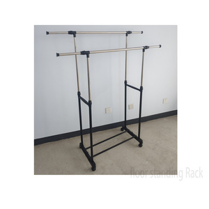 Double Pole Landing Movable Display Storage Clothes Hanger Rod Clothes Drying Rack