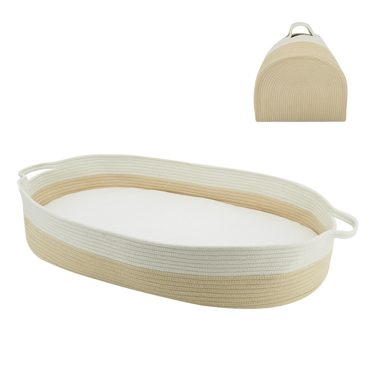 Eco-friendly Baby Changing Bag Changing Pad Cotton Rope Baby Changing Basket With Foam Pad