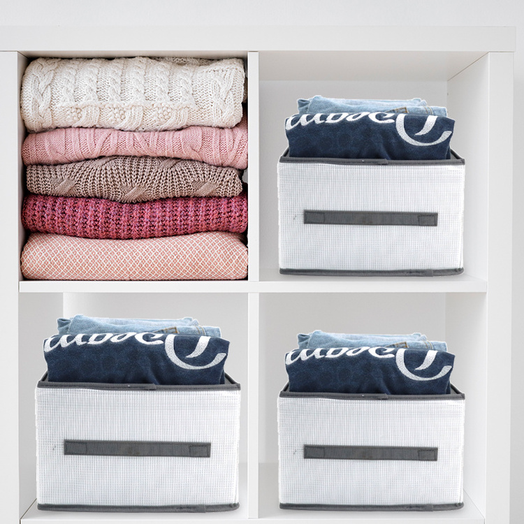 Wardrobe Clothes Organizers 6 Grids for Pants, T-shirt, Dress Stackable Closet Drawer Organizer Storage Bin Container