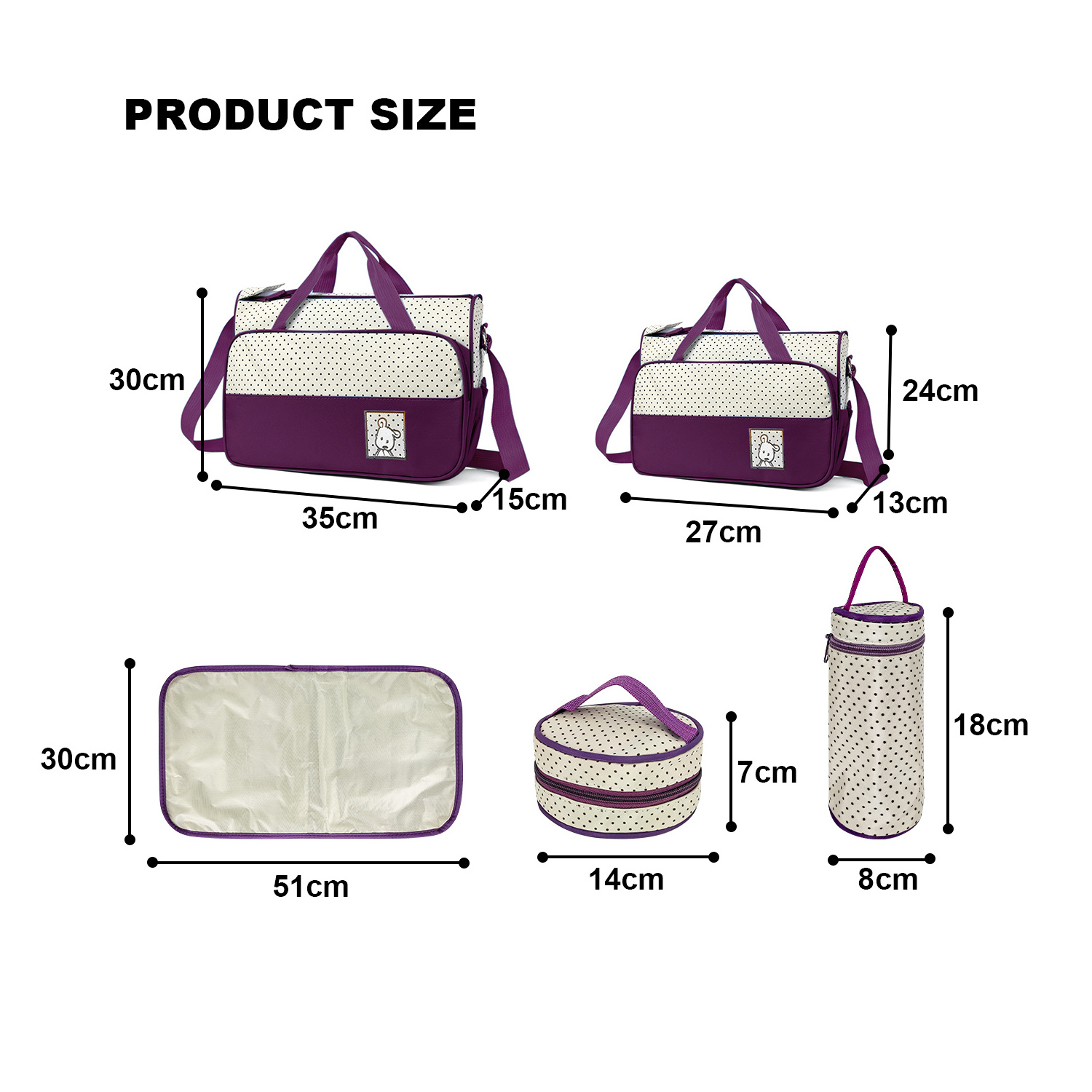 5 in 1 Baby Bag Large Mummy Bag Diaper Messenger Hospital Maternity Polyester Bag Multifunctional Handbag