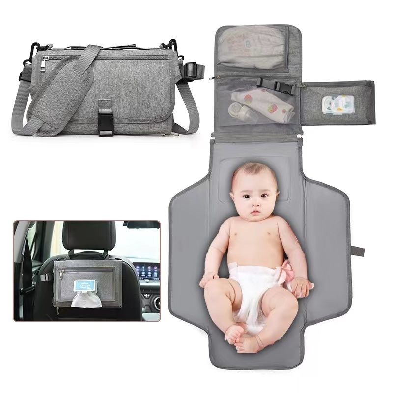 Wholesale Super Soft Portable Changing Pad with Shoulder Strap Detachable Travel Changing Pad For Baby Shower Gifts