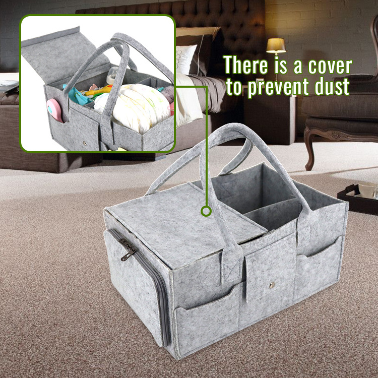 Baby Diaper Caddy Organizer Nursery Storage Organizer Grey Nappy Caddy