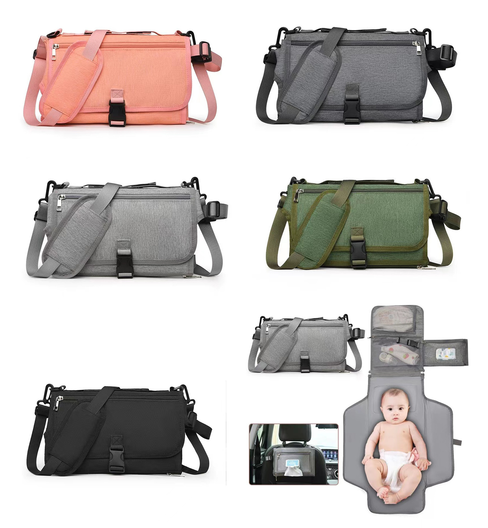 Wholesale Super Soft Portable Changing Pad with Shoulder Strap Detachable Travel Changing Pad For Baby Shower Gifts