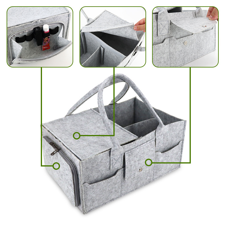 Baby Diaper Caddy Organizer Nursery Storage Organizer Grey Nappy Caddy