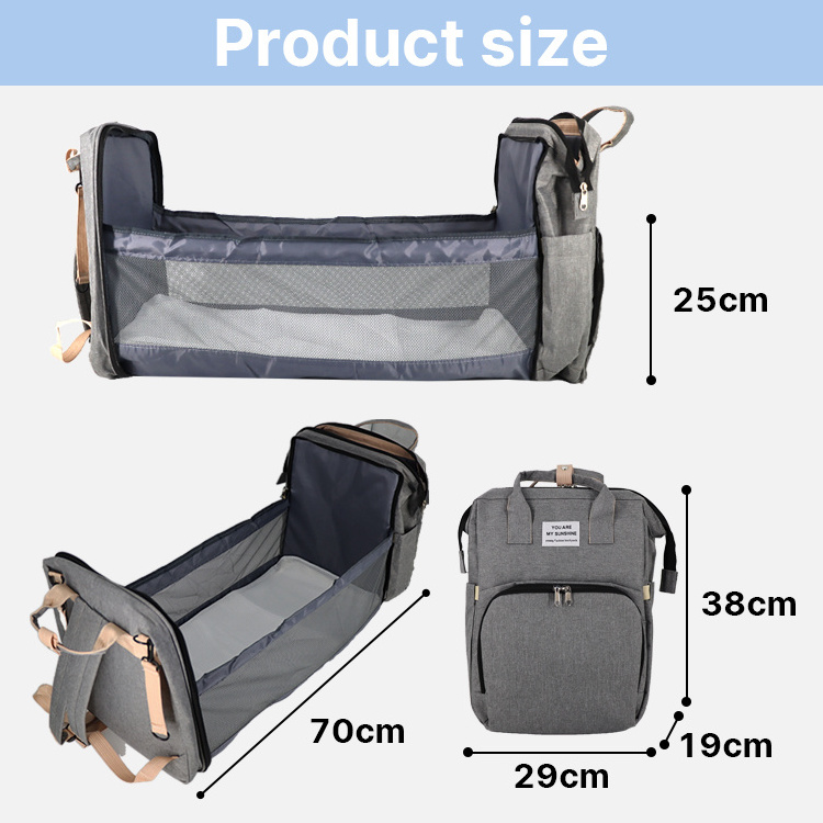 Portable Waterproof Mummy Back Pack Multifunctional Foldable Crib Baby Bed Large Capacity Diaper Bag With Changing Station