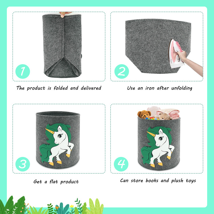 New Design Home Decoration Cute Horse Animal Shape Multifunction Felt Storage Basket