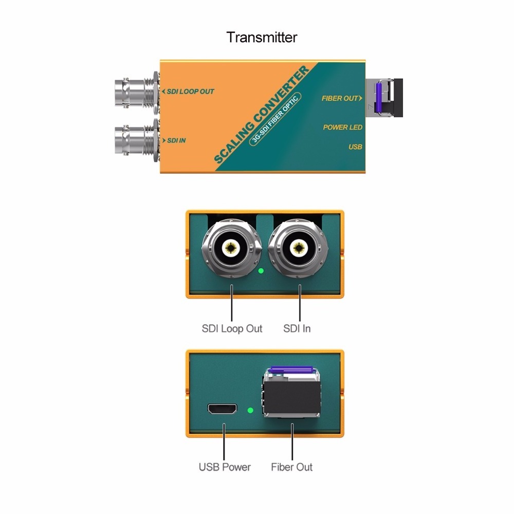 3G-SDI Fiber Optic Extender Scaling Converter SFP/LC Fiber Receiver/Transmitter