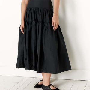 Custom Summer Casual Versatile Retro Wave Pleated High Waist Skirt Solid Color Swing Long Skirt Women's Half Skirts