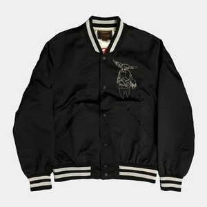 Oem Custom Logo Satin Chenille Embroidered Fabric Striped Label College Cartoon Varsity Flight Bomber Jacket For Men