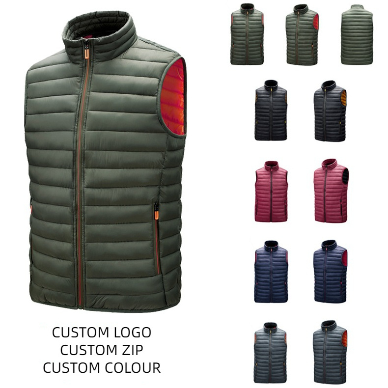 Custom Men Down Vest Puffer Recycled Polyester Gilet Manufacturer Shiny Down Vest Jacket Equestrian Blank Puffer Utility Vest