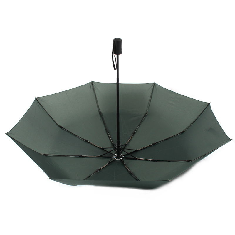 Automatic three fold travel umbrella dark green